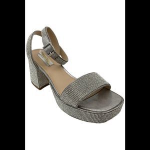 Steve Madden Women's Mercerr Two-Piece Block Heel Sandals Rhinestone - Medium
